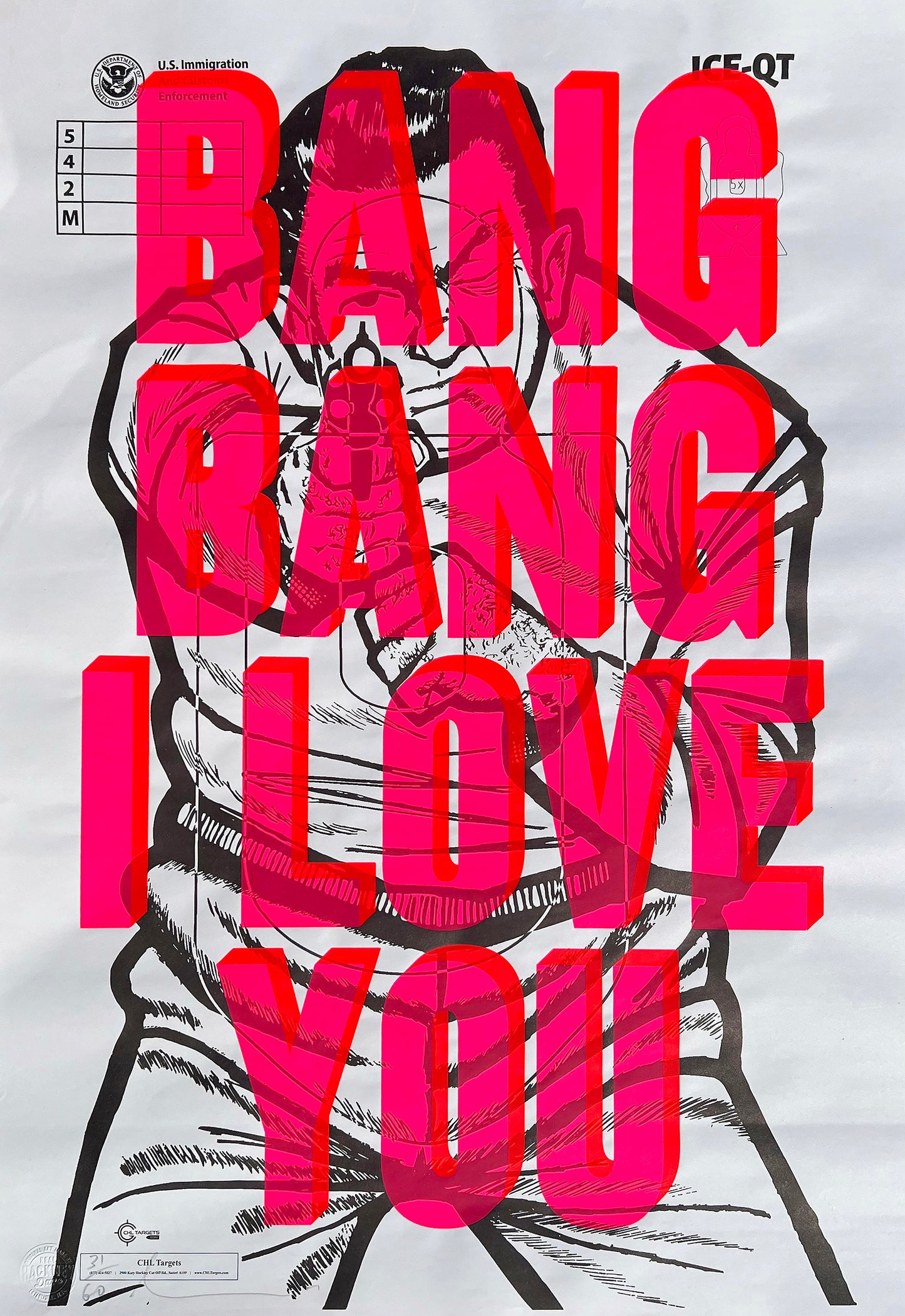 Bang Bang I Love You (Gun Range Target Paper)