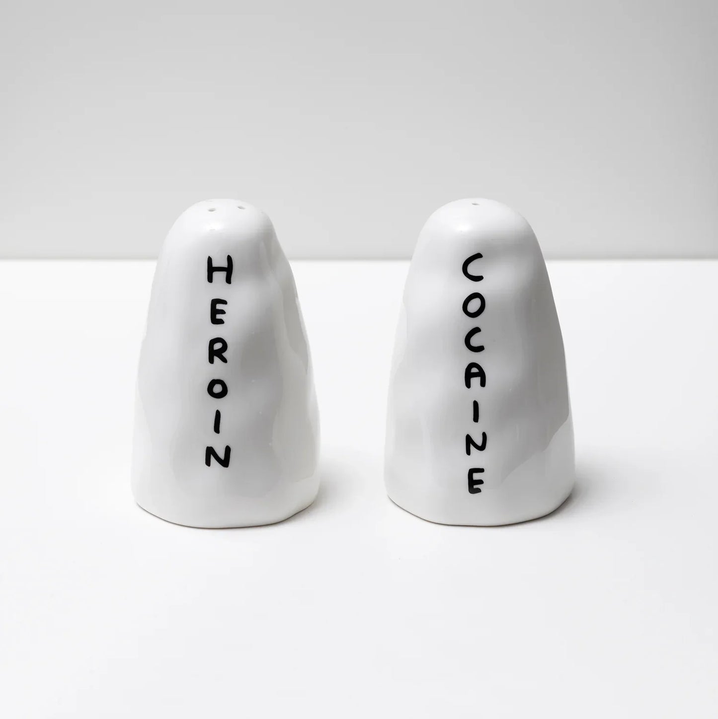 David Shrigley Heroine and Cocaine Salt & Pepper Shakers