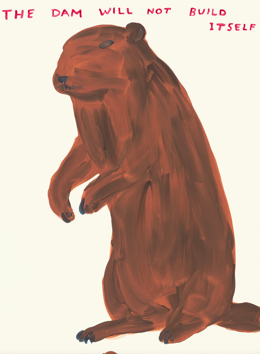 The Dam Will Not Build Itself, 2023 by David Shrigley is a limited edition, 20 colour screenprint with a varnish overlay. Discover the full collection of available artworks at Jealous. Purchase online or explore more prints on the gallery website.