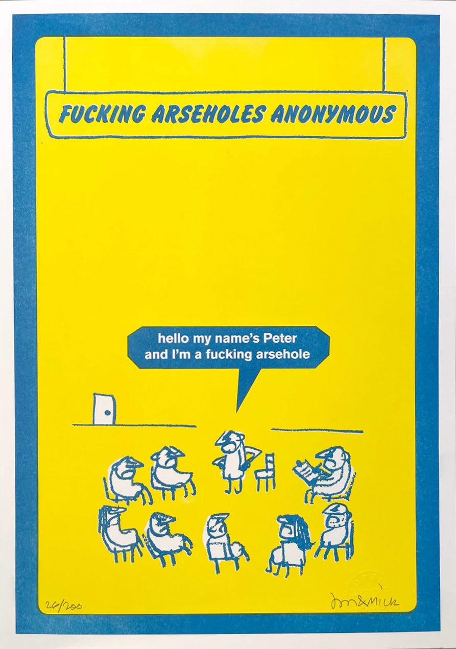 Arseholes Anonymous Risograph Print