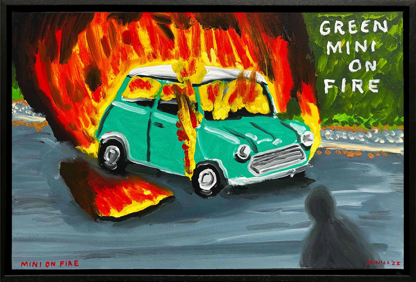 Green Mini on Fire