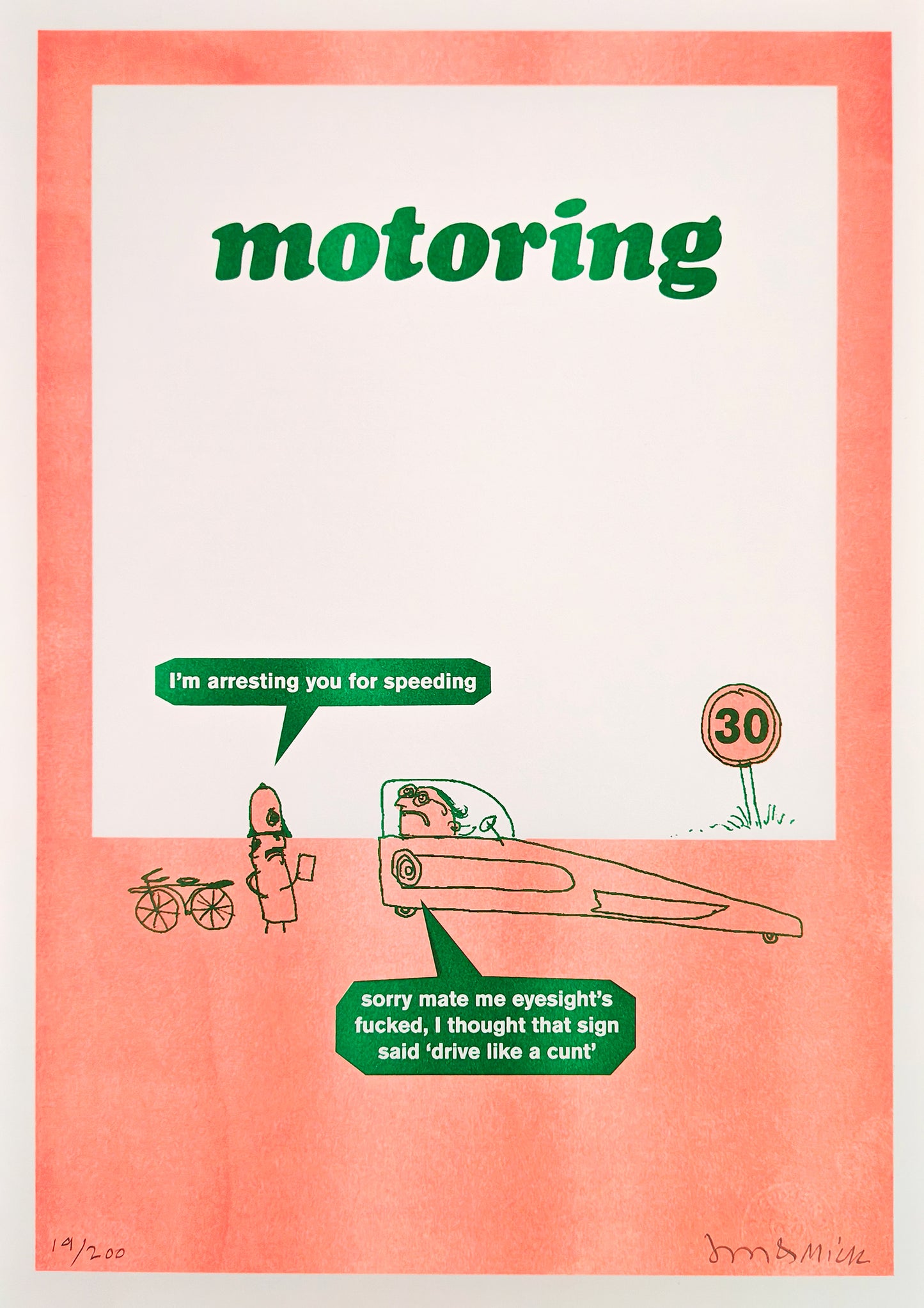 Motoring Risograph Print