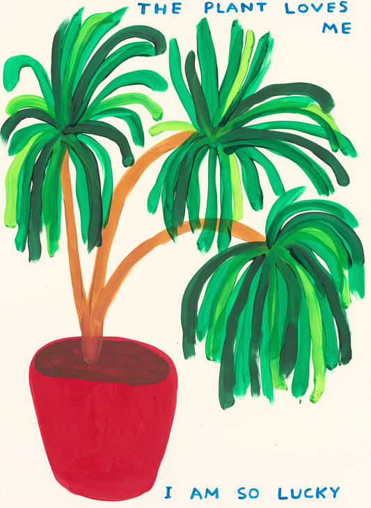 The Plant Loves Me, 2023 by David Shrigley is a limited edition, 26 colour screenprint with a varnish overlay. Discover the full collection of available artworks at Jealous. Purchase online or explore more prints on the gallery website.