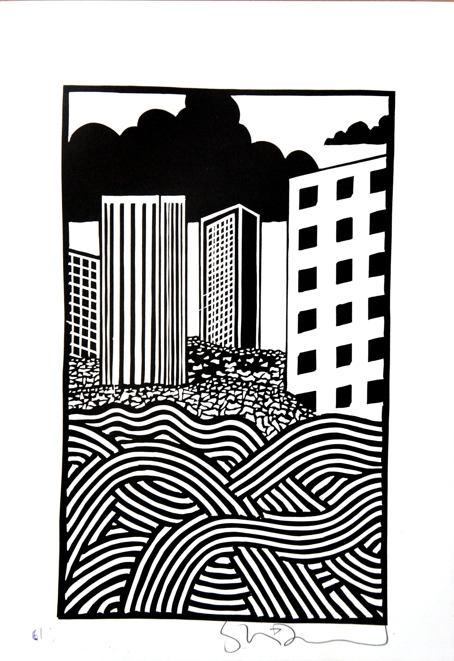 Bad Island Linocut Print