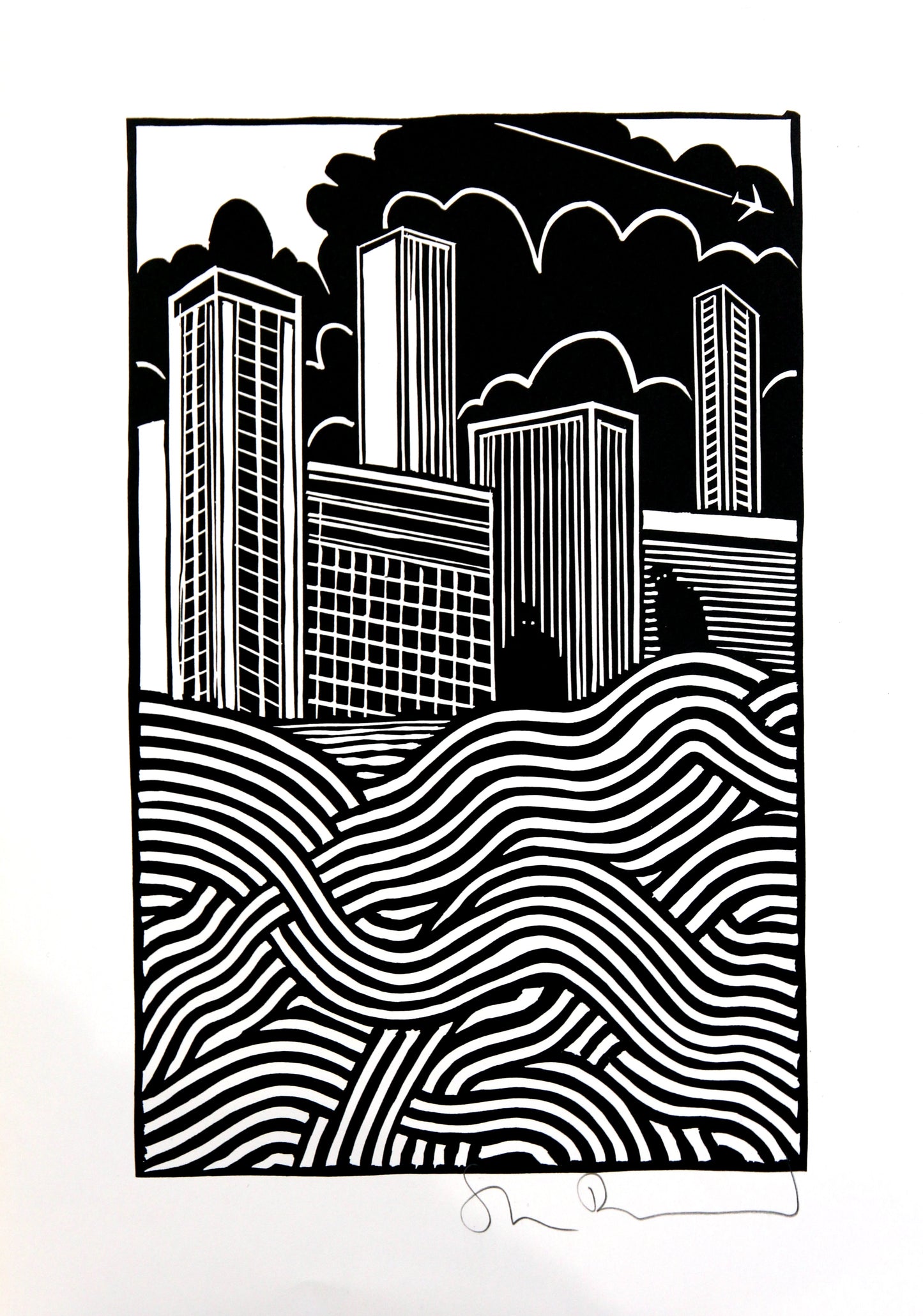Bad Island Linocut Print