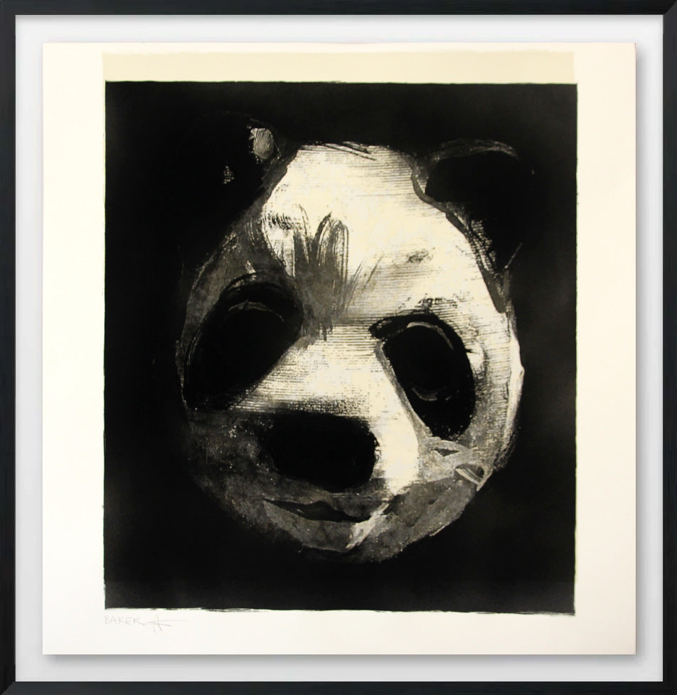 Flocked Panda Head 58 - Framed