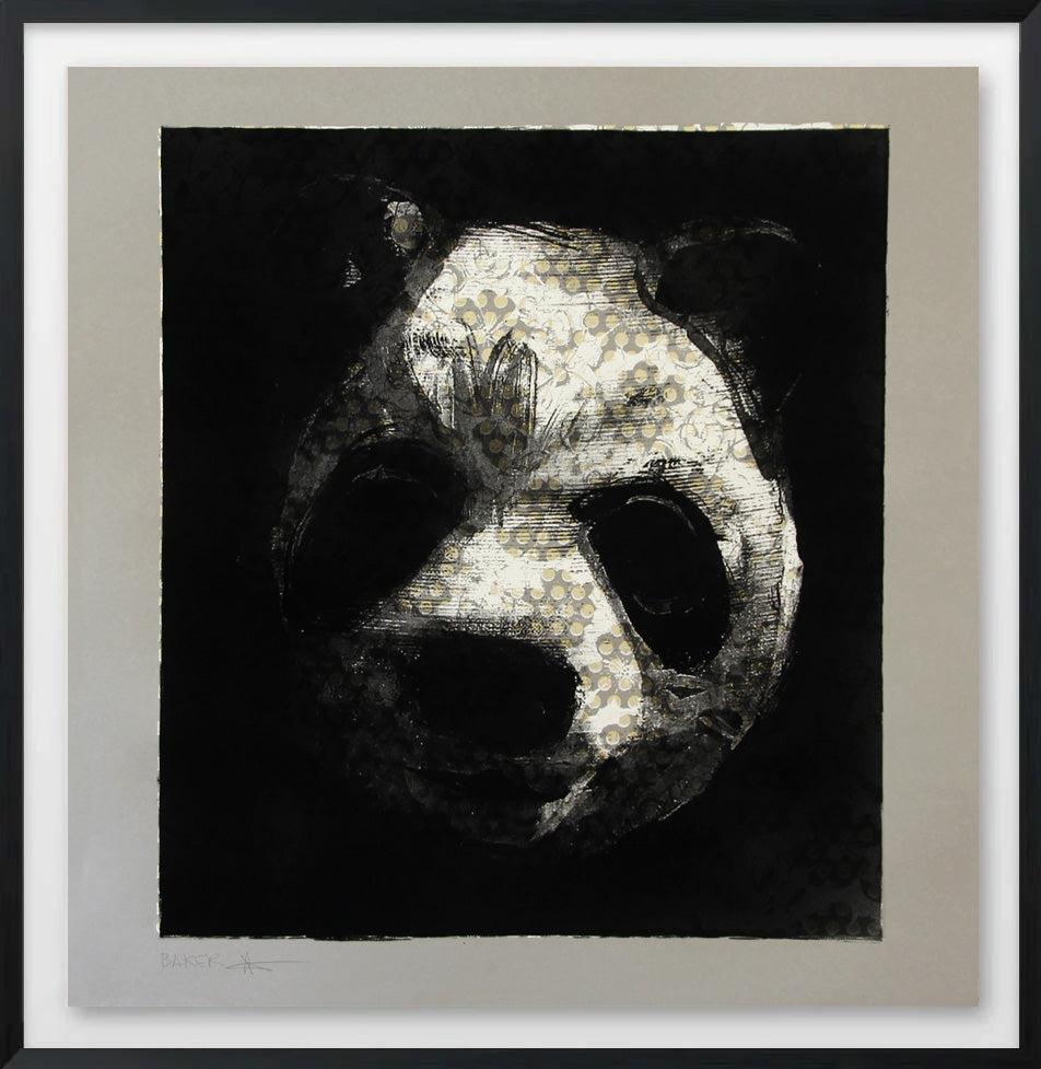 Flocked Panda Head 74 - Framed