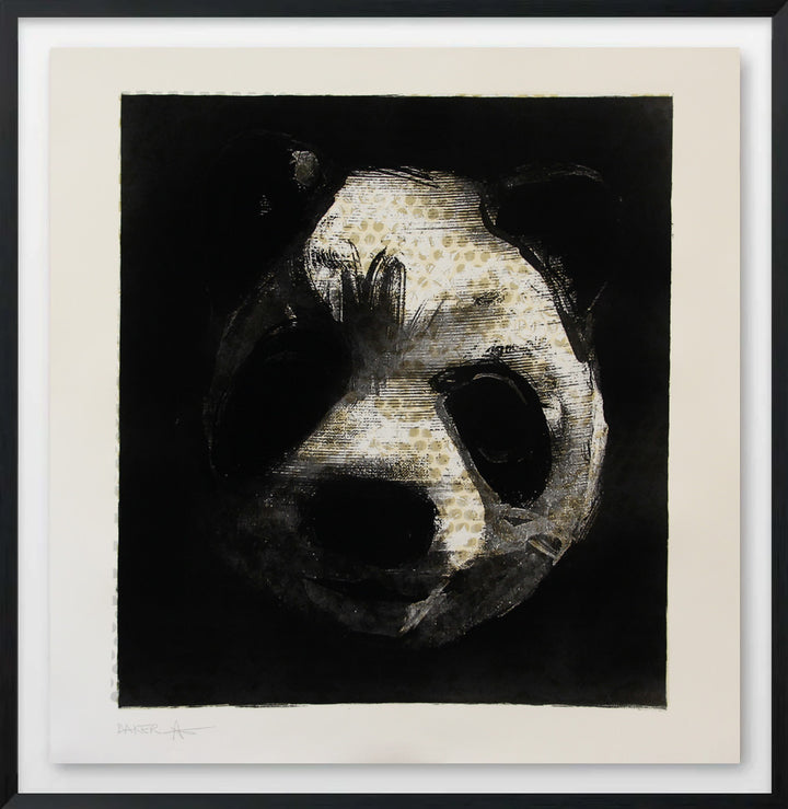 Flocked Panda Head 82 - Framed