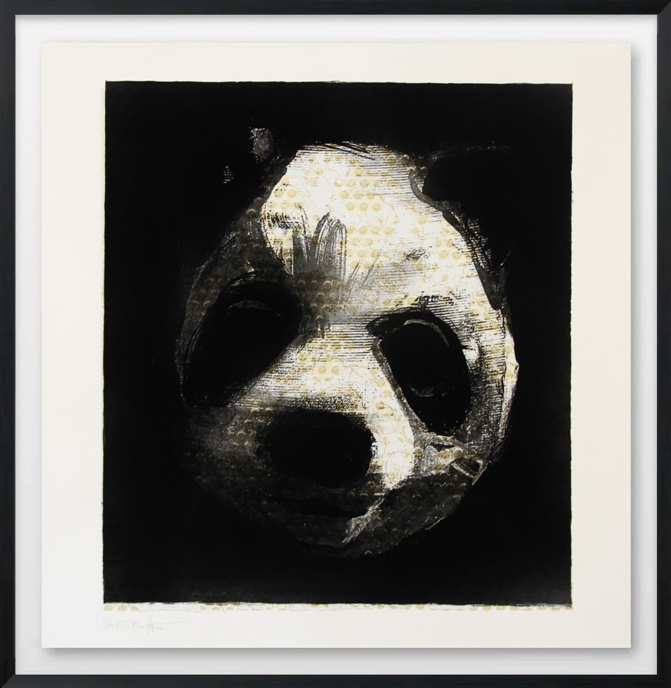 Flocked Panda Head 86 - Framed