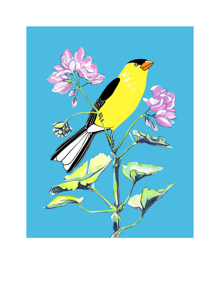 American Goldfinch and Geranium