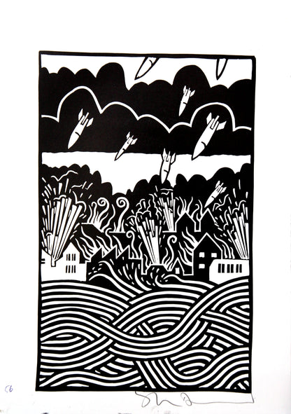 Bad Island Linocut Print