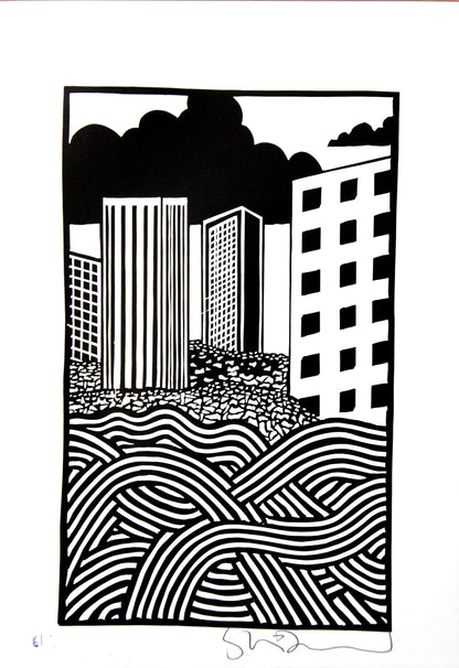 Bad Island Linocut Print