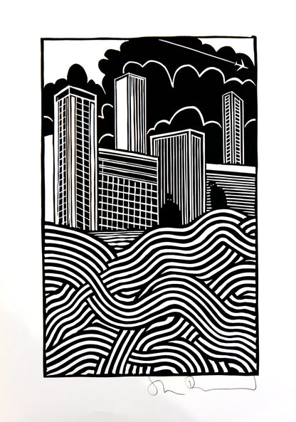 Bad Island Linocut Print