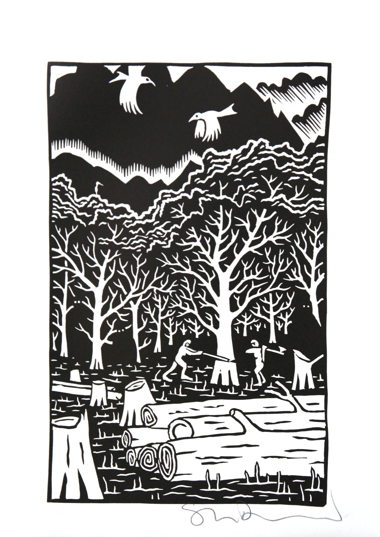 Bad Island Linocut Print