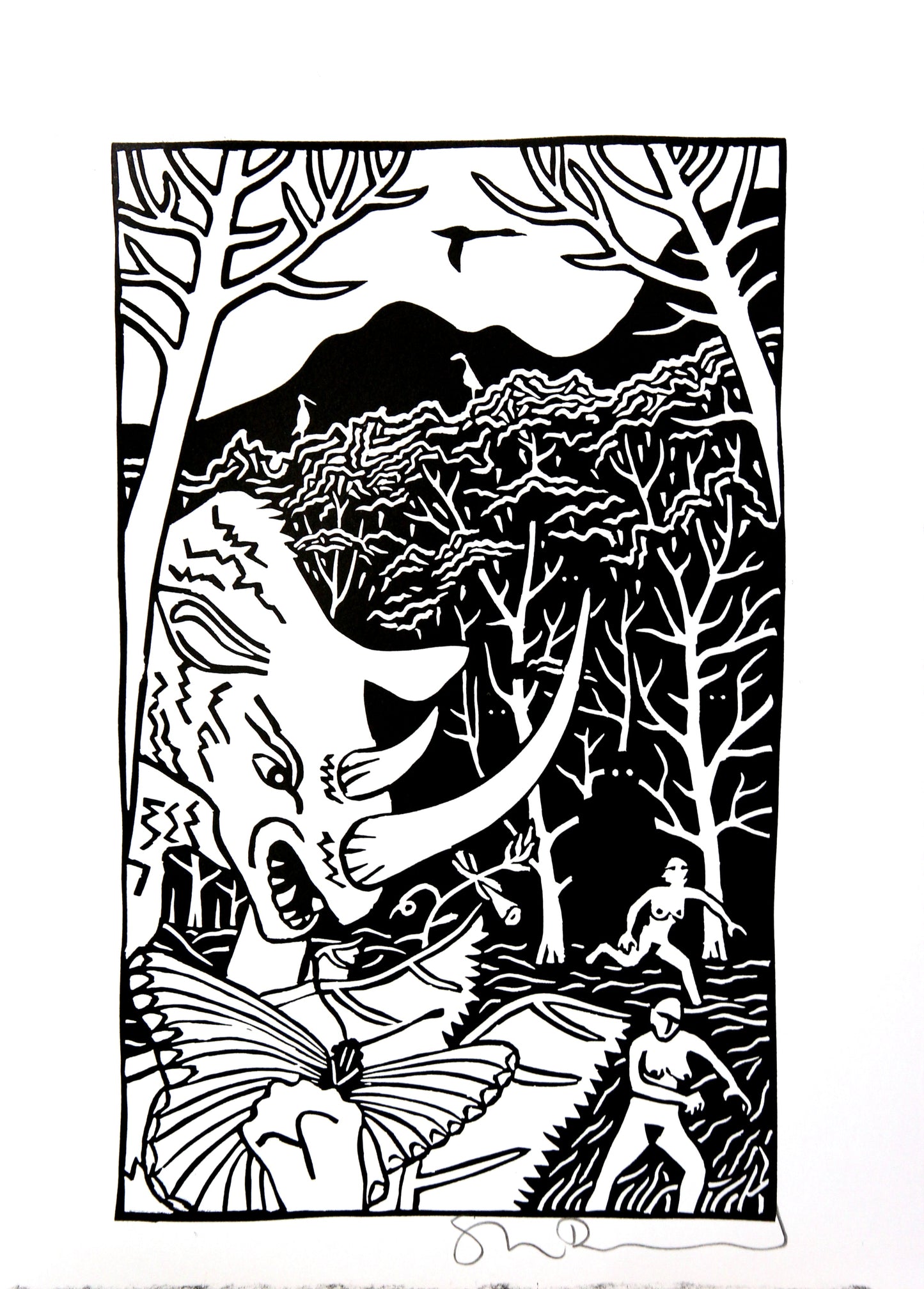 Bad Island Linocut Print