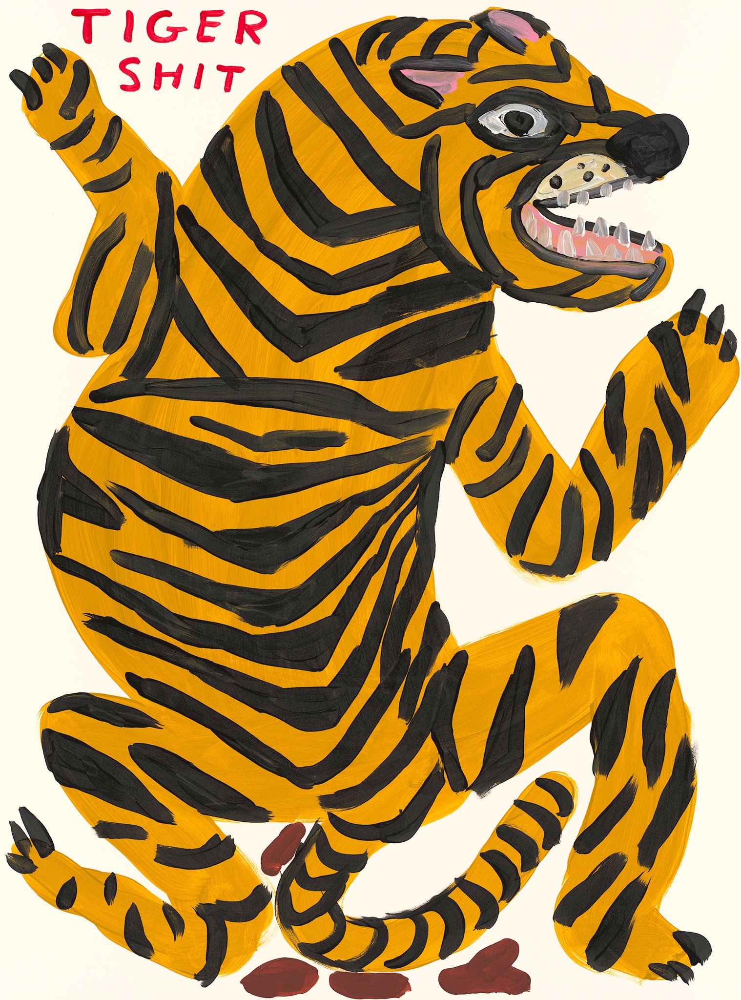 Tiger Shit, 2021 by David Shrigley is a limited edition, 21 colour screenprint with a varnish overlay. Discover the full collection of available artworks at Jealous. Purchase online or explore more prints on the gallery website.