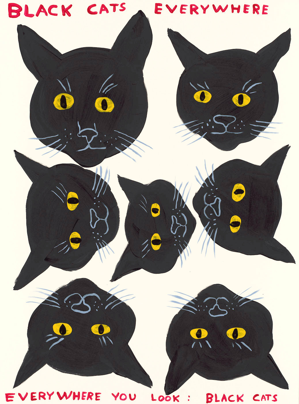 Black Cats, 2021 by David Shrigley is a limited edition, 12 colour screenprint with a varnish overlay. Discover the full collection of available artworks at Jealous. Purchase online or explore more prints on the gallery website.
