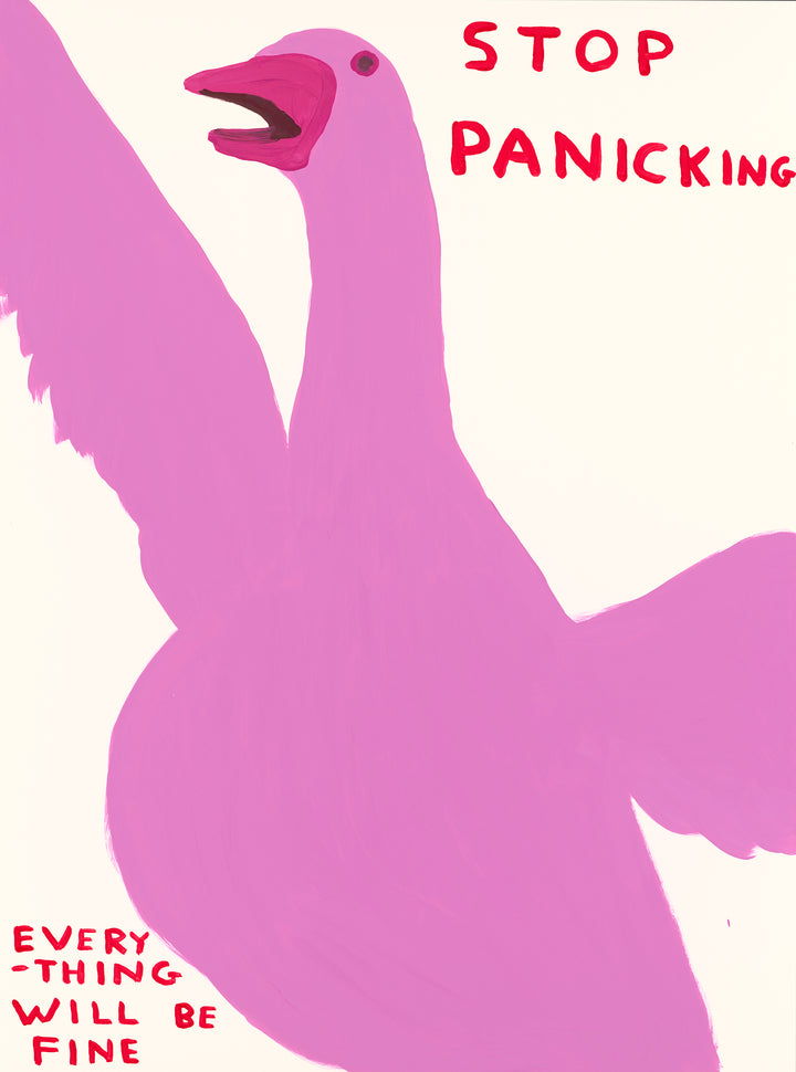 Stop Panicking, 2021 by David Shrigley is a limited edition, 12 colour screenprint with a varnish overlay. Discover the full collection of available artworks at Jealous. Purchase online or explore more prints on the gallery website.
