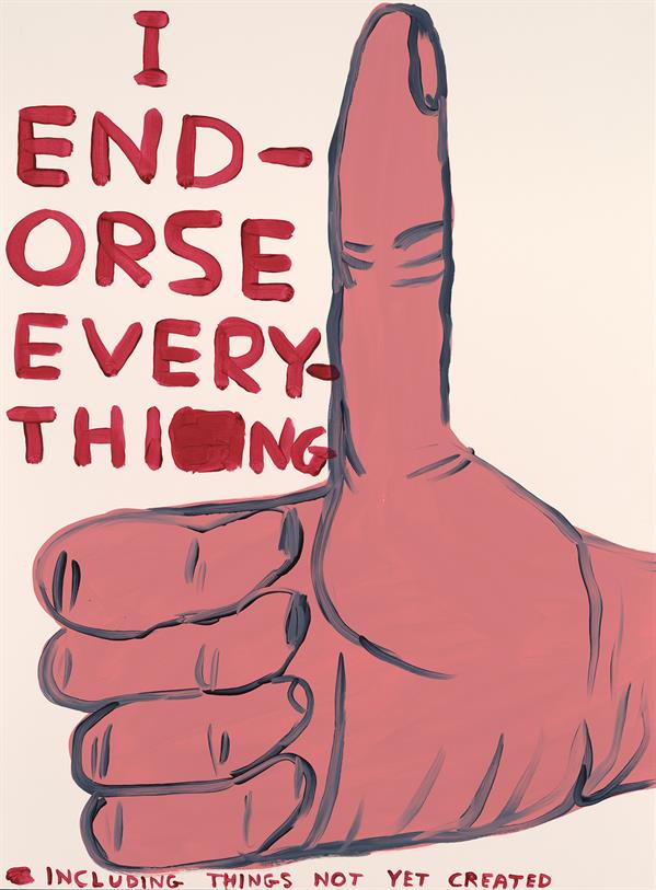 I Endorse Everything, 2019 by David Shrigley is a limited edition, 10 colour screenprint with a varnish overlay. Discover the full collection of available artworks at Jealous. Purchase online or explore more prints on the gallery website.