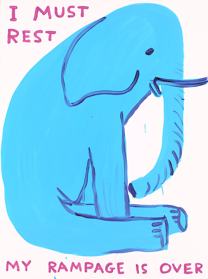 My Rampage Is Over, 2019 by David Shrigley is a limited edition, 9 colour screenprint with a varnish overlay. Discover the full collection of available artworks at Jealous. Purchase online or explore more prints on the gallery website.